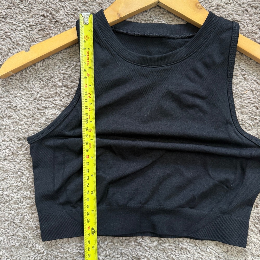 Alphalete Womens Black High Neck Seamless Ribbed Athletic Crop Top Size Small - Picture 8 of 9